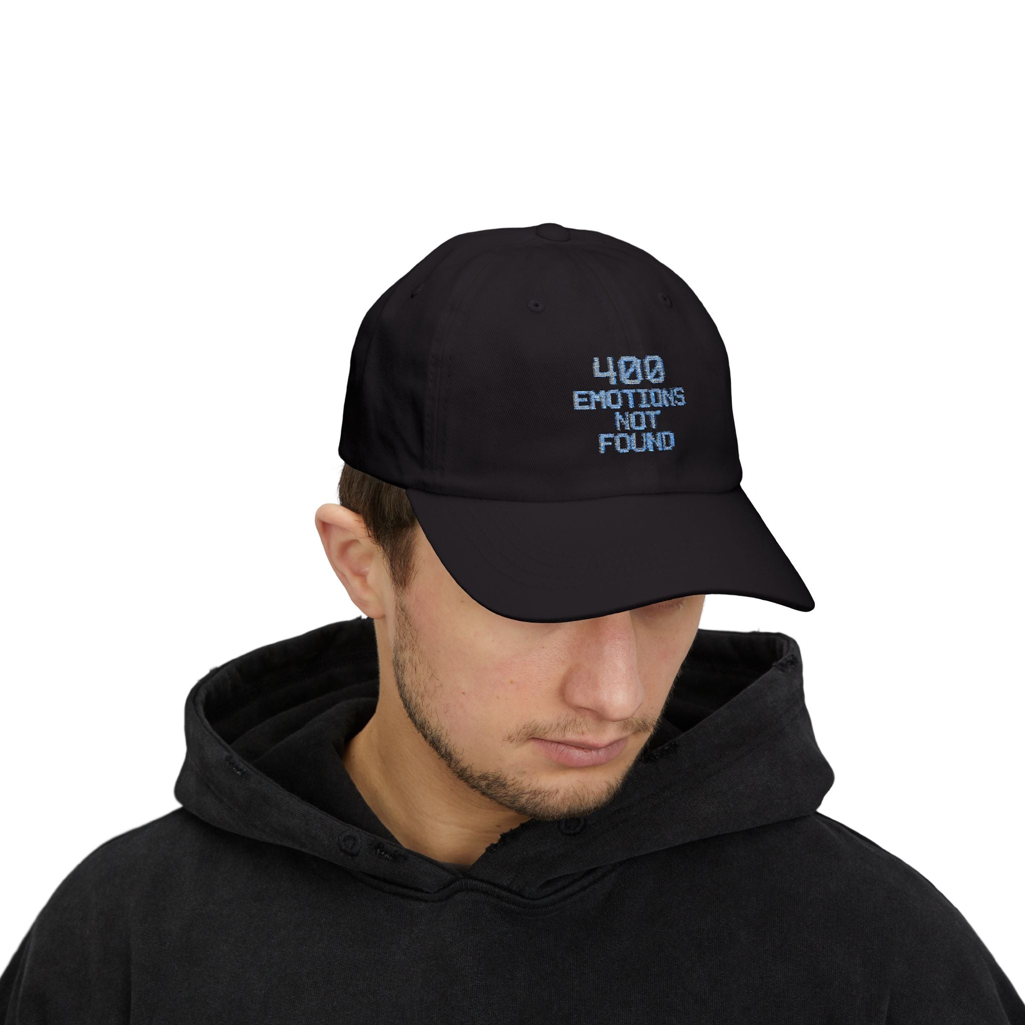 Classic Dad Cap with '400 Emotions Not Found' Design
